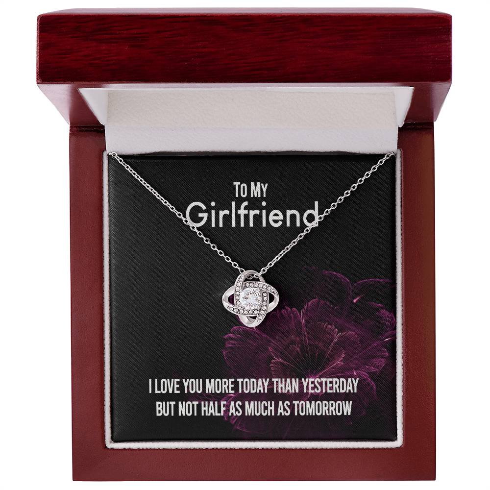 To My Girlfriend Necklace Romantic Girlfriend Birthday Gifts for Girlfriend From Boyfriend, Husband, Girlfriend Gift Necklace - Jewelry Gift For Girls, Love Knot Pendant Gift For Girlfriend, Soulmate