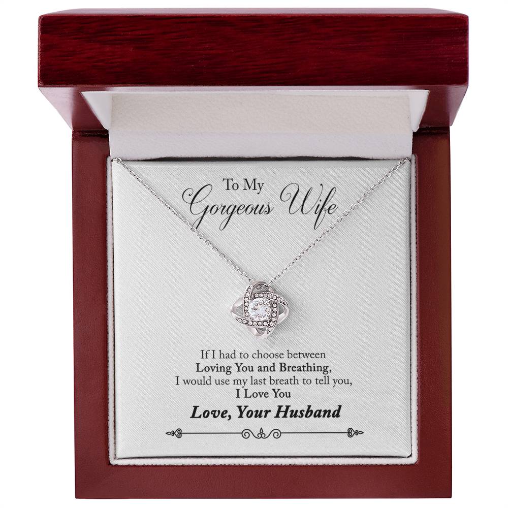 Gorgeous Wife Necklace, To My Gorgeous Wife Necklace From Husband Wife Love Knot Necklace Jewelry Gift For Women Badass Wife Gift Necklace Gorgeous Wife Gift Necklace Soulmate Gift Love Knot Pendant