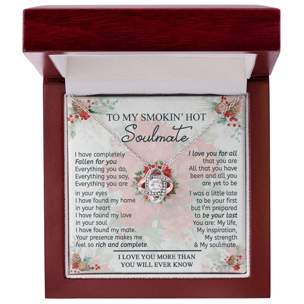 To My Smokin' Hot Soulmate Necklace From Husband, Jewelry Gifts For Women, My Wife Love You All Love Knot Pendant Gift For Soulmate, Personalized Gift Necklace for Future Wife Soulmate Gift
