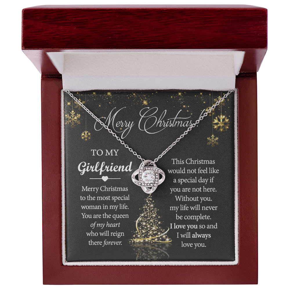 Merry Christmas Necklace For Girlfriend, To My Girlfriend Gift Love Knot Necklace From Boyfriend, Husband, Girlfriend Gift Necklace - Love Knot Pendant Gift For Girlfriend, Soulmate Gift Necklace