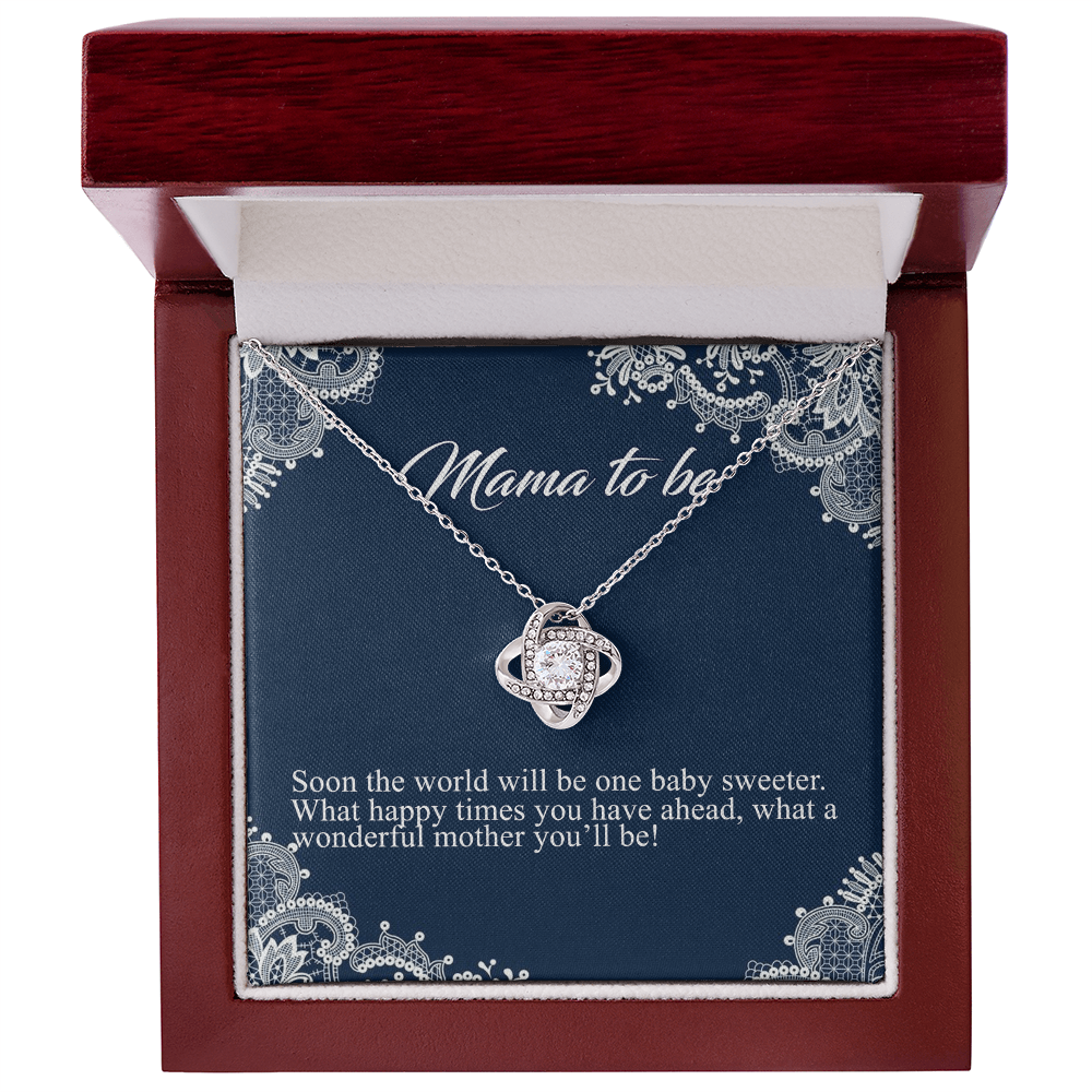 Mama To Me Gift Necklace, To My Mom Love Knot Necklace Gift For Mom From Daughter, Soon The World Mom Jewelry Gift For Women, Mother, Womenderful Mother Gift Necklace For Mama To be Pendant Gift