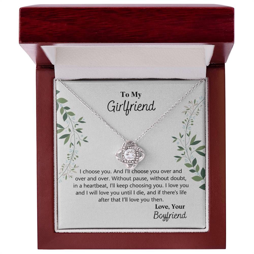 To My Girlfriend Necklace From Boyfriend, Husband, Gift Necklace For Girlfriend I Choose You Necklace - Love Knot Pendant Gift For Girlfriend, Soulmate Necklace To Girlfriend Jewelry Gift For Girls