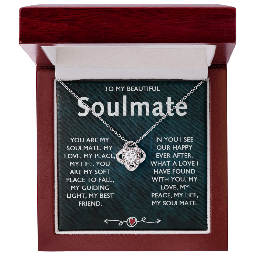 To My Beautiful Soulmate Necklace, Gift Necklace for Soulmate, Love Knot Necklace for Girlfriend, Soulmate Jewelry, Future Wife Gift Necklace, Necklace for Wife from Husband 14k White Gold