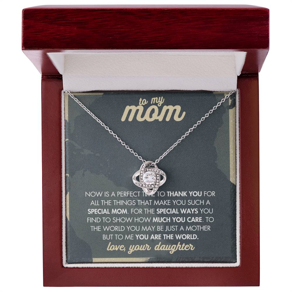 Mother And Daughter Necklace, To My Mom Love Knot Necklace From Daughter, Now Is A Perfect Time To Thank You Necklace Gift For Mom, Mother On Birthday Gift Anniversary Wedding Day Necklace For Mom