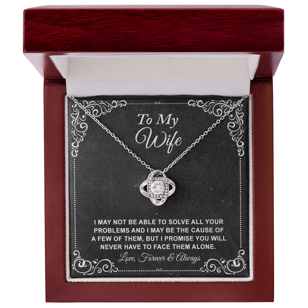 To My Wife Necklace From Husband, Love Knot Necklace Gift For Wife Husband To Wife Knot Pendant For Wife Jewelry Gift For Women, Wife Gift Necklace Soulmate Gift Pendant Forever And Always Necklace