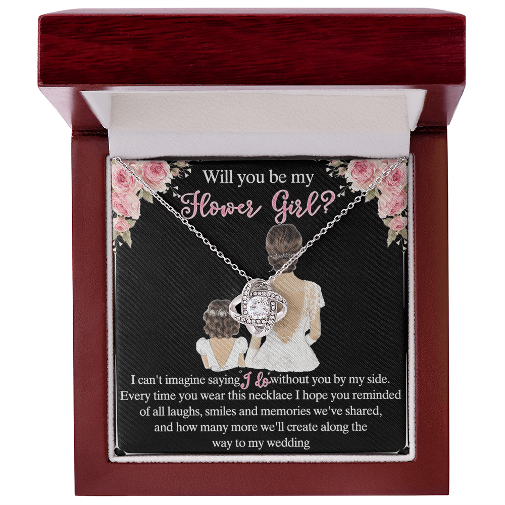 To My Daughter Love Knot Necklace From Mom And Daughter Pendant Gift For Daughter Will You Be My Hower Girl From Mother To Daughter Jewelry Gift For Girls, Daughter On Your Wedding Day Necklace Gift