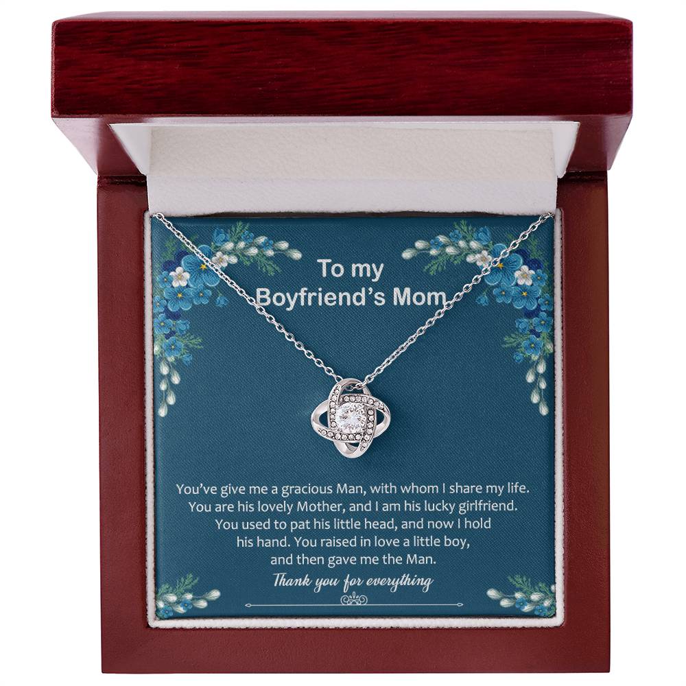To My Boyfriend Mom Necklace From Girlfriend,  Thank You For Everything Boyfriend's Mom Gift Necklace, Love Knot Necklaces For Boyfriends Mom Gift On Christmas, Mothers Day Jewelry For Her