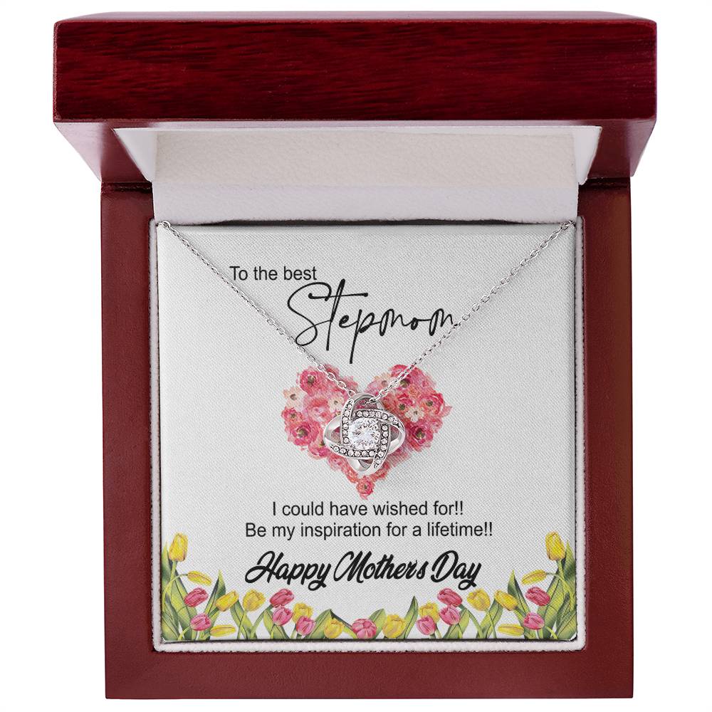To The Best Stepmon Necklace, Happy Mother's Day Necklace Gift From Daughter, Son To My Step Mom Necklace From Daughter, Stepmom Gift Necklace, Boyfriend's Mom Gift Necklace, Love Knot Gift For Mom