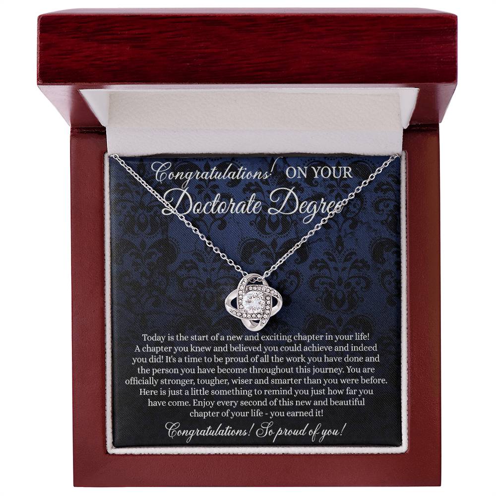 Doctorate Degree Graduation Gift Necklace Graduating Class of 2026 Necklace, Doctoral Degree Necklace Gift On PhD Graduation Gift Graduate New Doctorate Knot Pendant, Graduation Necklace Gift for Her