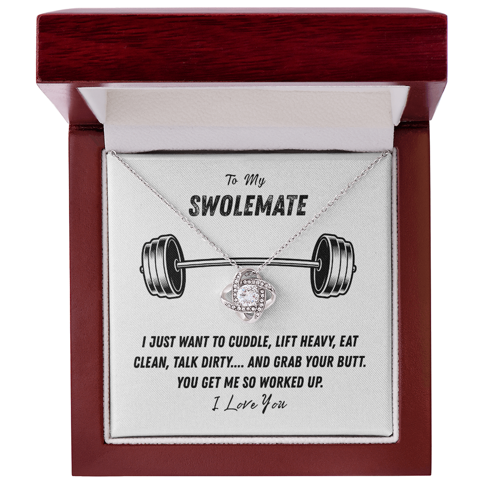 To My Swolemate Love Knot Necklace From Husband, Necklace Gift For Swolemate, Necklace Pendant, Swolemate Necklace, Birthday, Wedding Day, Necklace For Women, Swolemate Cubic Zirconia Necklace