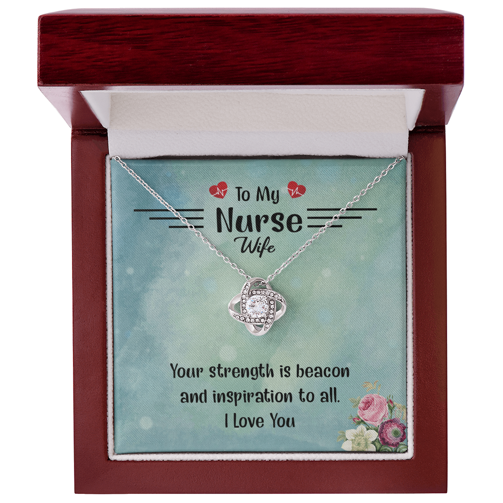 To My Nurse Wife Necklace From Husband, Strength Is Beacon Necklace Husband And Wife Love Knot Pendant, Nurse Wife Gift Necklace, Nurse Wife Jewelry Gift For Women, Nurse Soulmate Gift Necklace