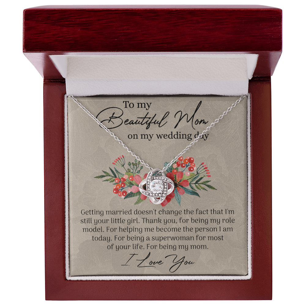 To My Beautiful Mom Necklace, Mom Wedding Gift Necklace from Bride, To My Beautiful Mom On My Wedding Day Necklace Mother of the Bride Gift Necklace Wedding Gift Necklace for Mom, Bride to Mom Gift