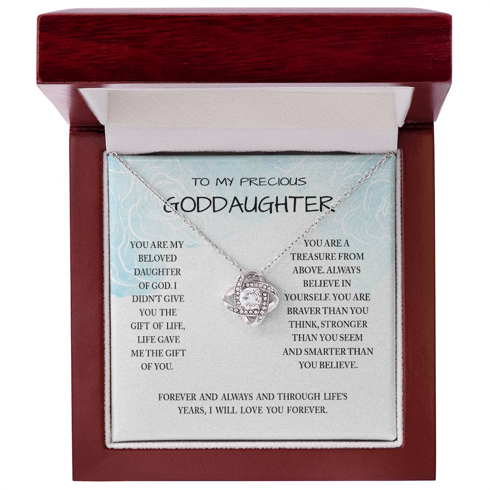 To My Preccious Goddaughter Necklace From Grandma And Grandpa, To Goddaughter Love Knot Necklace, Gift Necklace To Goddaughter, You Are My Beloved Daughter Of God Necklace Gift For Girls, Daughter