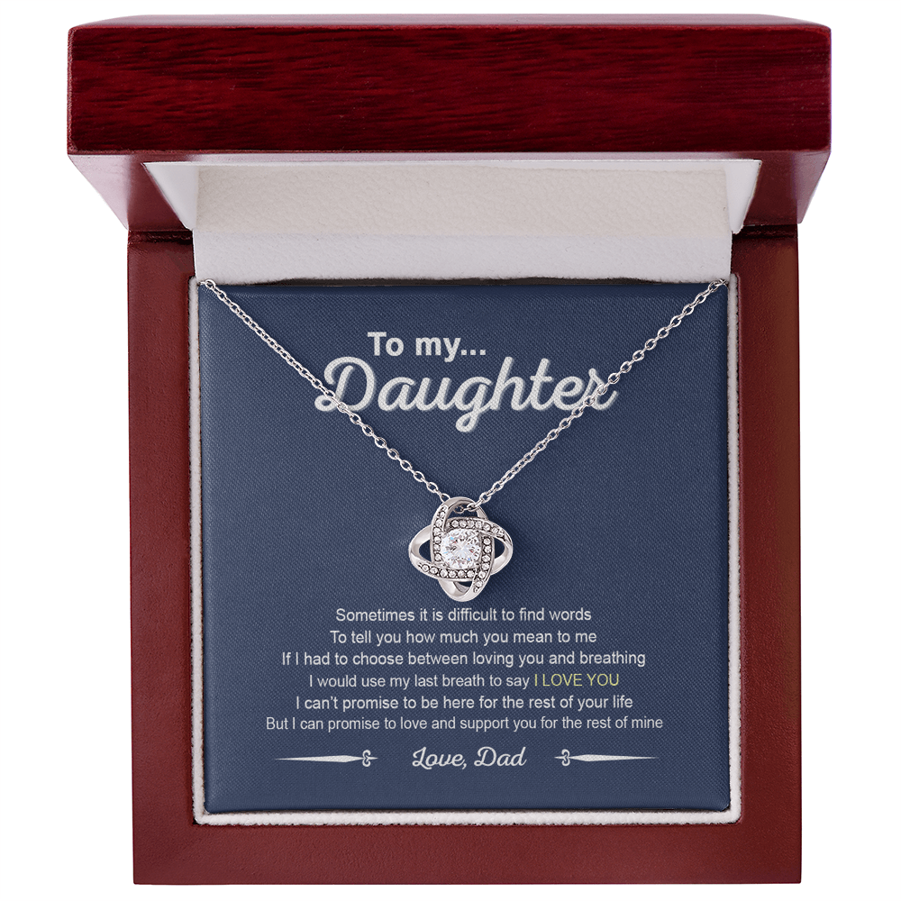 To My Daughter Love Knot Necklace From Dad, Father And Daughter Love Knot Pendant Gift For Daughter From Daddy To Daughter Love Knot Jewelry Gift For Girls, Love And Support Necklace For Daughter