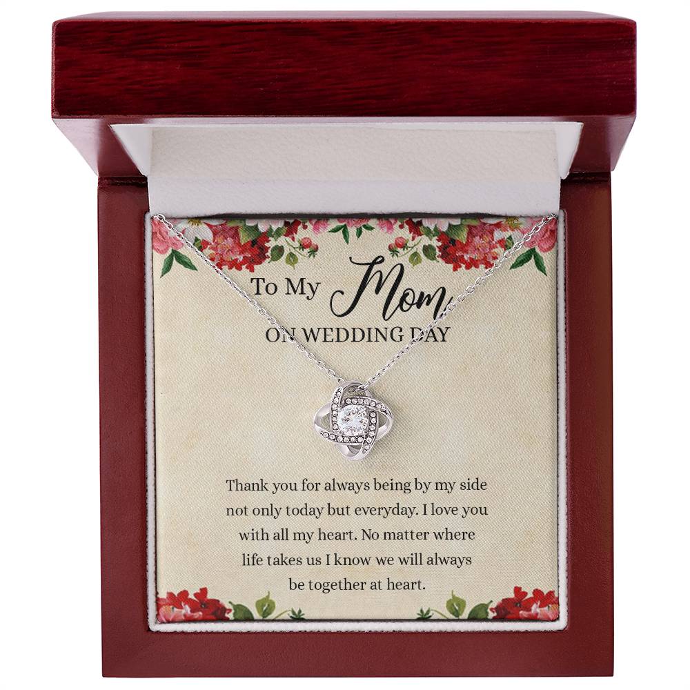 To My Mom Love Knot Necklace Gift for Mom on Wedding Day, Gift Necklace for Mother of The Groom, Gift for Bridesmaid Proposal Gift Necklace, To My Mom Gift Necklace On Wedding Day from Daughter