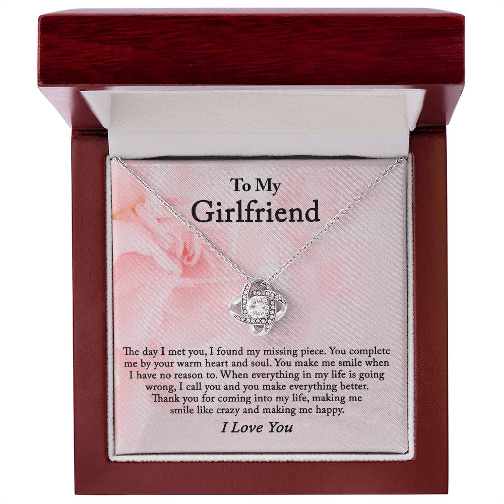 To My Girlfriend Necklace From Boyfriend, Husband, Gift Necklace For Girlfriend Love Knot Pendant Gift For Girlfriend, Soulmate Necklace To Girlfriend Jewelry Gift For Girls Making Me Smile Necklace