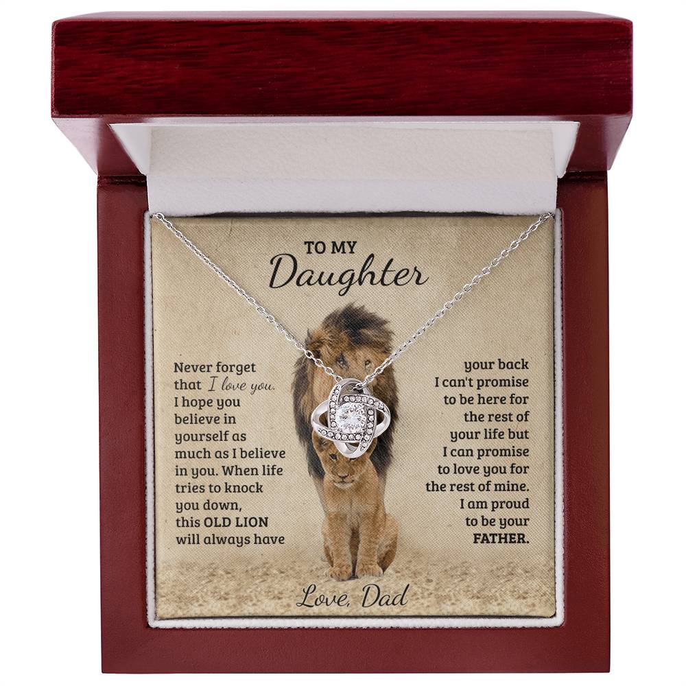 To My Daughter Gift Necklace from Dad Old Lion Your Back Believe Rest of Mine Personalized Chain Necklace Jewelry for Women Birthday Valentine Mother Jewelry Gift For Girls, Little Girl