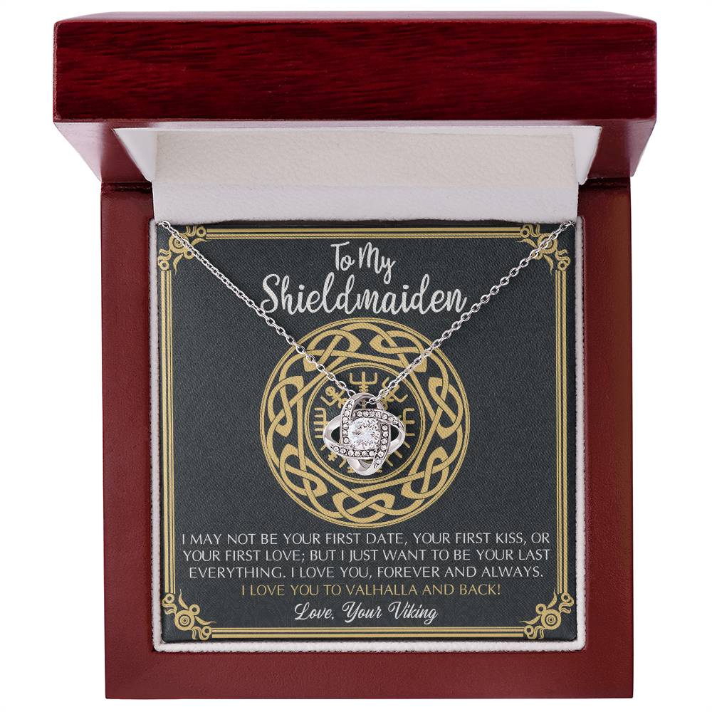 Personalized Gift Necklace, To My Shieldmaiden Necklace From Viking, I Love You to Valhalla and Back Viking Necklace Jewelry Gift For Women Wife Girlfriend Anniversary Customized Message Card