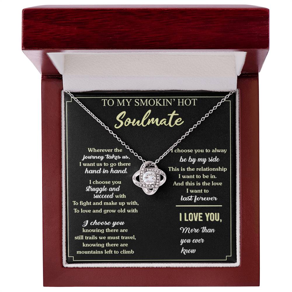 To My Smokin' Hot Soulmate Necklace, Luxury Jewelry For Wife, Gifts Neckalce For Soulmate, Wife From Husband, Smokin' Hot Soulmate Styles Jewelry Gift For Women, Love Knot Necklace For Her
