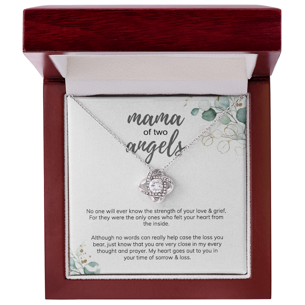 Mama Love Knot Necklace, Mama Of Two Angels Necklace From Daughter, Love And Grief Necklace Gift For Mom, Mother's Day Necklace Gift For Mom, Jewelry Gift For Mom From Daughter Gift Necklace To Mom