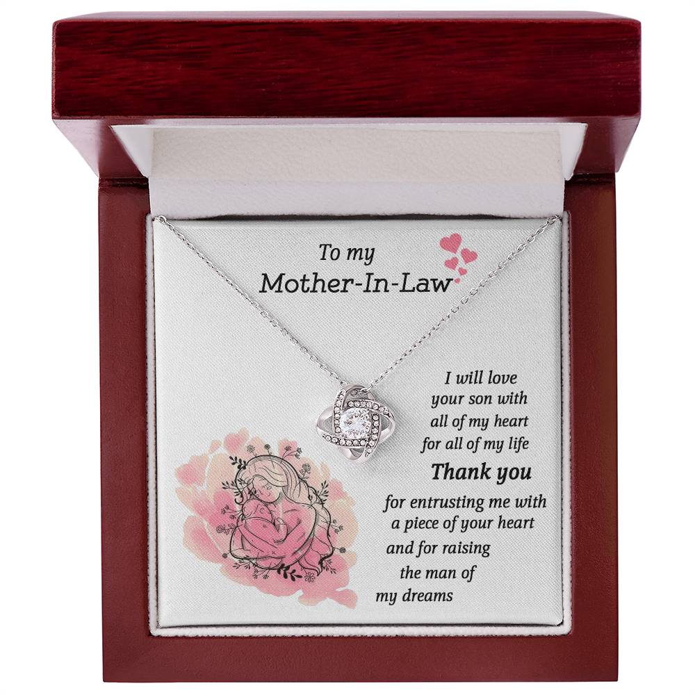 To My Mother-In-Law Love Knot Necklace From Son, I Will Love Your Son With All My Hear