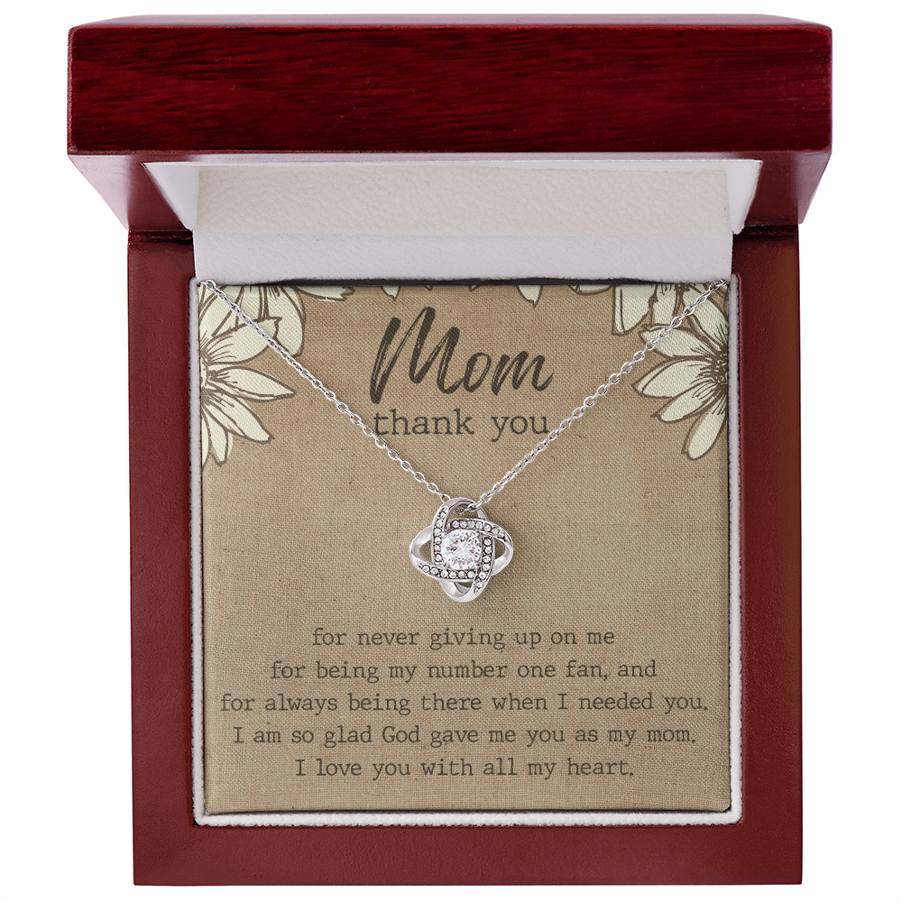 Thank You Gift necklace For Mom, To My Mom Love Knot Necklace Gift From Daughter, Jewelry Gift For Women, Mother Daughter Gift Necklace For Bonus Mom Gift Necklace Second Mom New Mom Gift Necklace