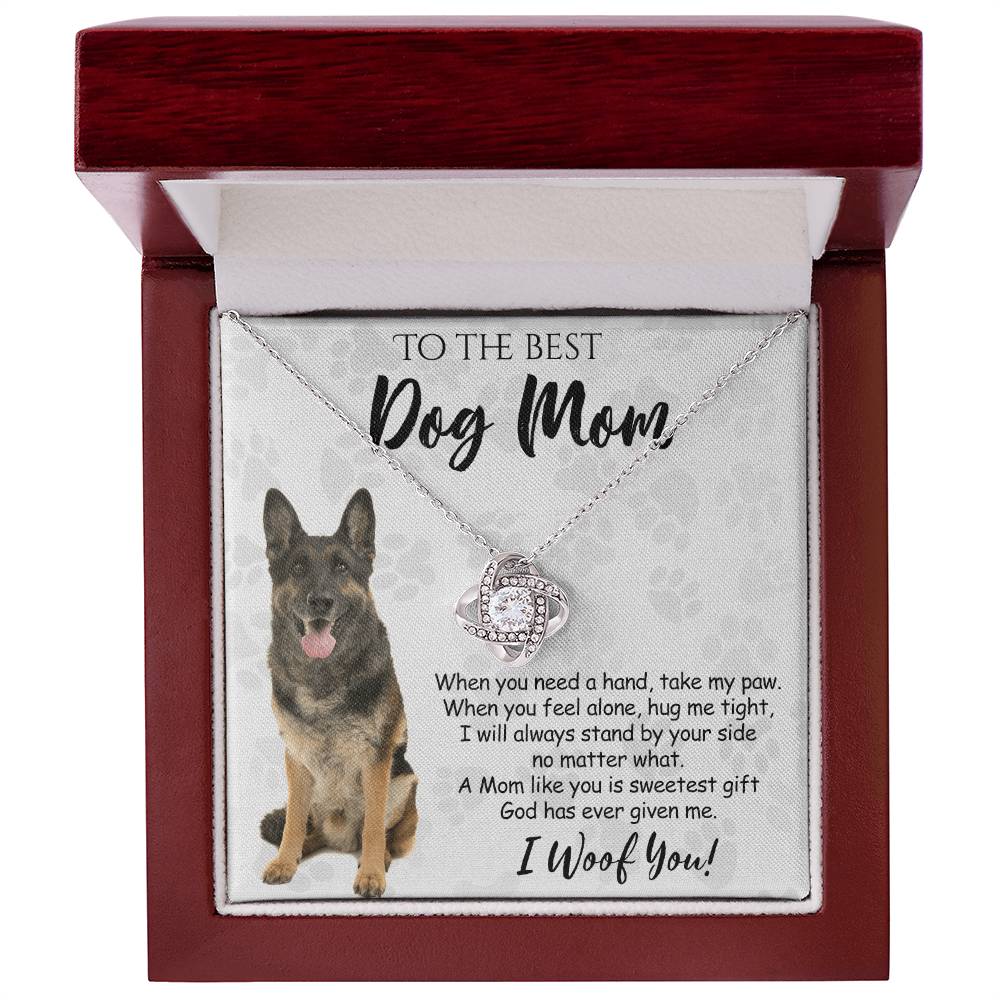 To The Best Dog Mom Love Knot Necklace From Daughter Mother's Day Necklace Gift, German Shepherd Love Knot Pendant, Jewelry Gift For Women, Dog Lovers German Shepherd Gift Necklace, Dog Mom Necklace