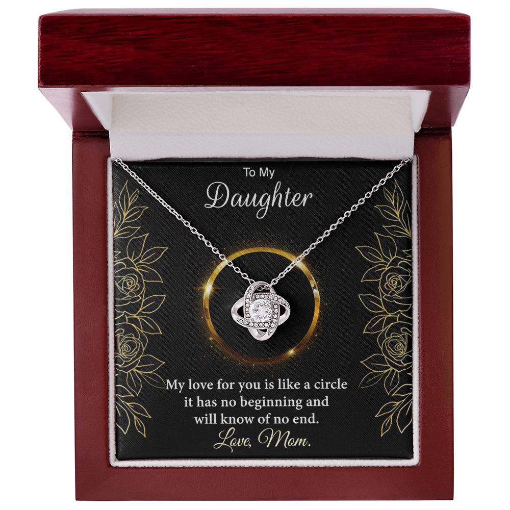Personalized Gift Necklace For Daughter, Custom Card Gift For Daughter, To My Daughter Love Knot Necklace Gift From Mom, My Love For You Necklace, Love Knot Jewelry Gift For Daughter Birthday