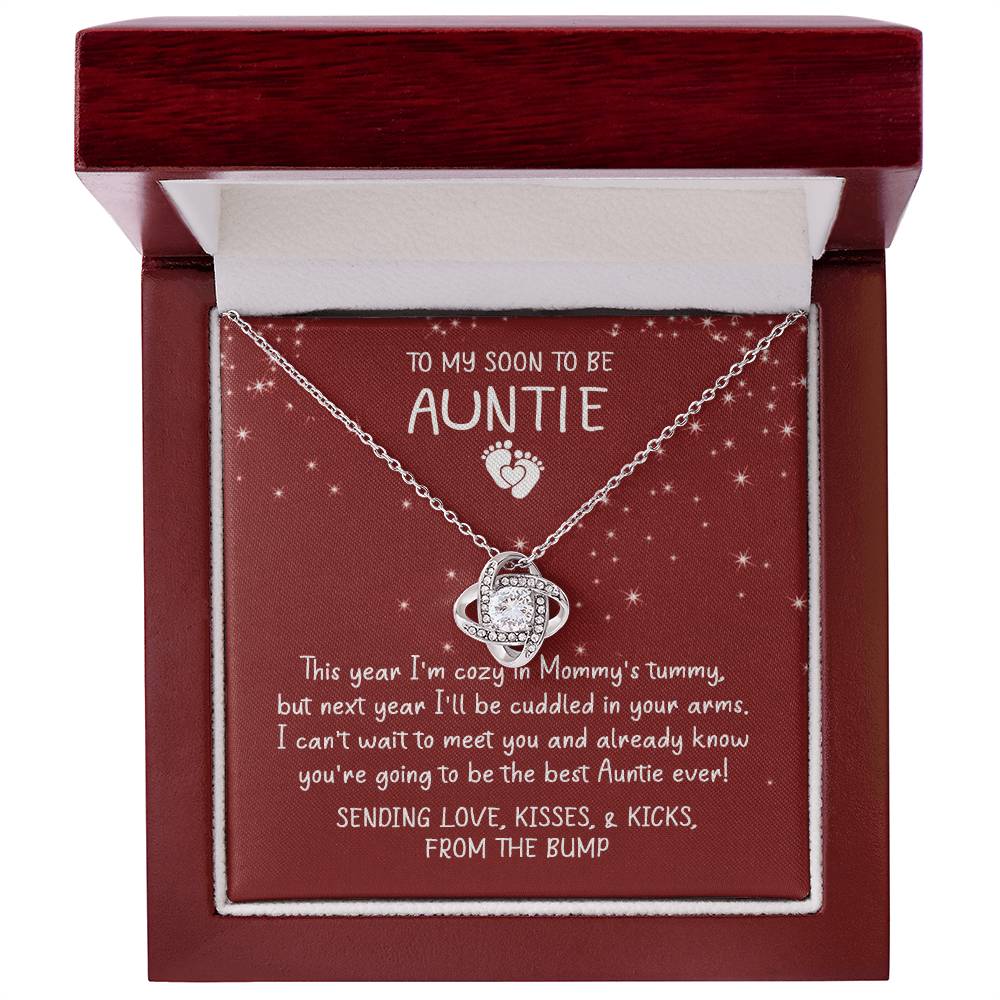 Auntie Pregnancy Announcement Gift Necklace, Christmas Necklace From Bump To Aunt-to-be, To My Soon To Be Auntie Love Knot Necklace, Gift from The Bump, Soon To Be Aunt Gift, Jewelry For Women