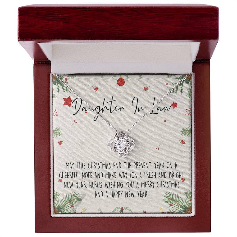 Christmas Jewelry For Girls, Daughter in Law Gift Necklace, Jewelry Gift for Daughter in Law Gift from Mother in Law, Daughter in Law Xmas Love Knot Necklace Holiday Gift From In Law