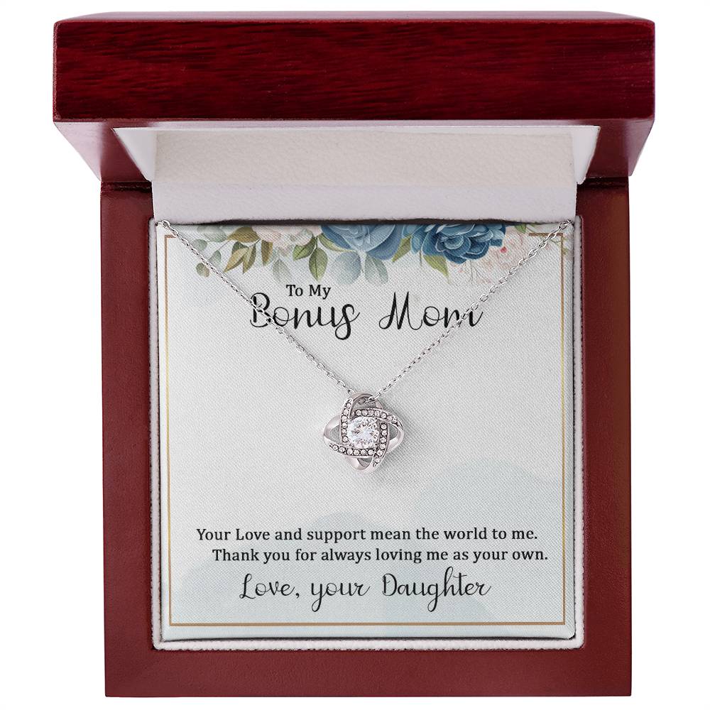 Bonus Mom Gift Necklace, Bonus Mom And Bonus Daughter Love Knot Necklace, To My Bonus Mom Necklace From Daughter, Thank You For Always Mom Necklace Gift On Mother's Day, Birthday Gift Anniversary