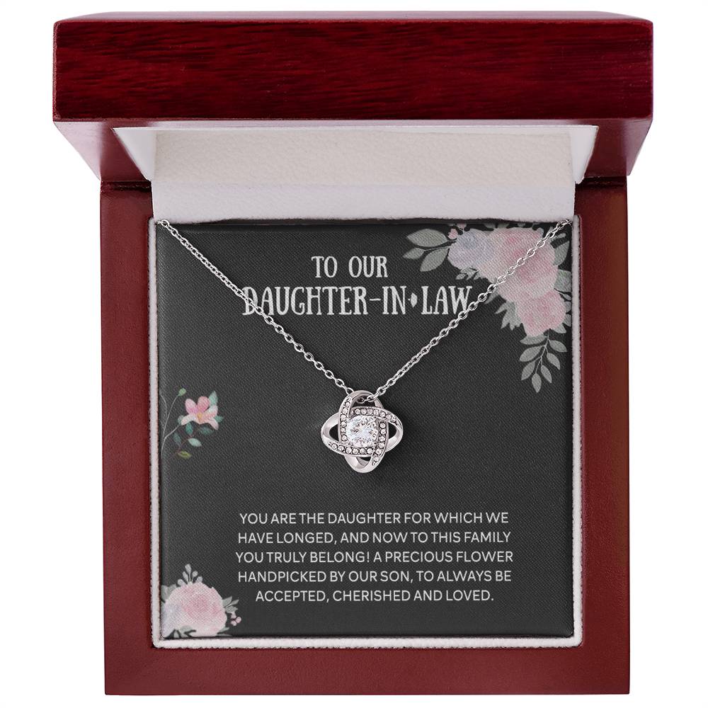 Personalized Gift Necklace From Mother In Law - Daughter Love Knot, To Our Daughter-In-Law Gift Necklace From Mother-in-Law, Daughter-in-Law Pendant Gift On Birthday Gift, Graduation Gift