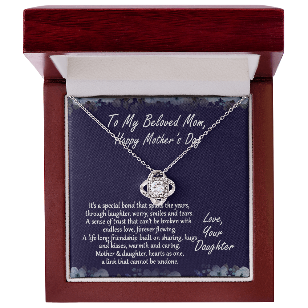 Beloved Mom Gift Necklace, Happy Mother's Day Necklace Gift For Mom, To My Beloved Mom Love Knot Necklace From Daughter And Mother Pendant, It's A Special Bond Necklace Gift For Mom, Jewelry Gift