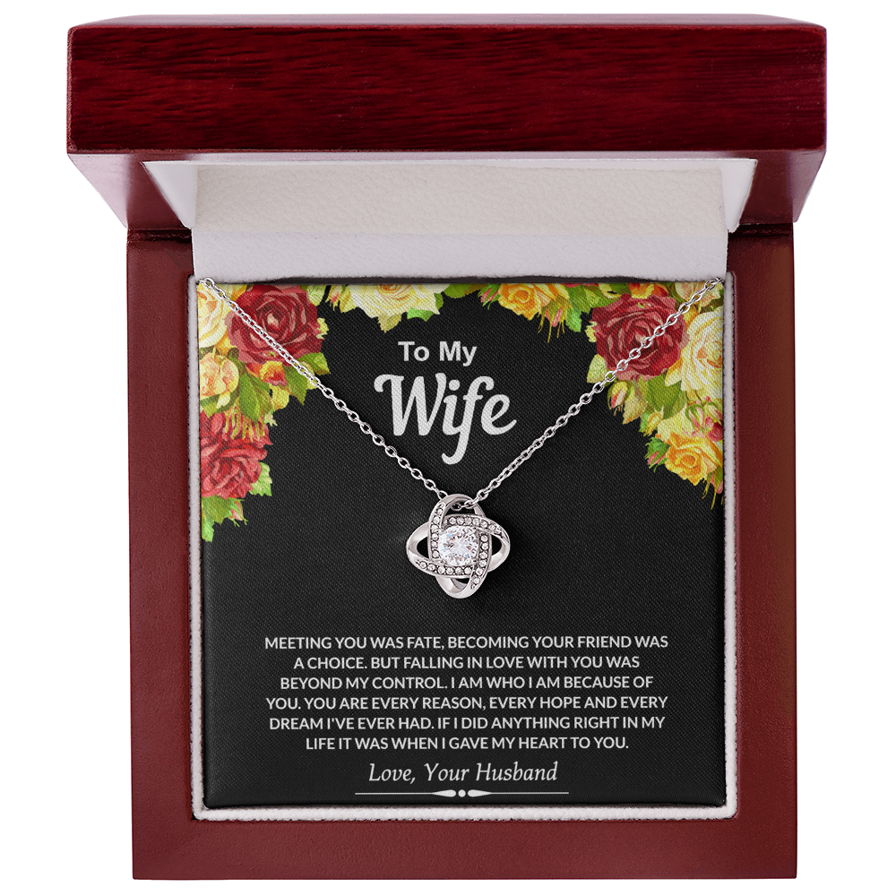 To My Wife Gift Necklace From Husband, Necklace Gift For Wife, Soulmate Gift Necklace Girlfriend, Husband To Wife Love Knot Pendant, Jewelry Gift For Women, Woman Necklace Gift My Heart To You