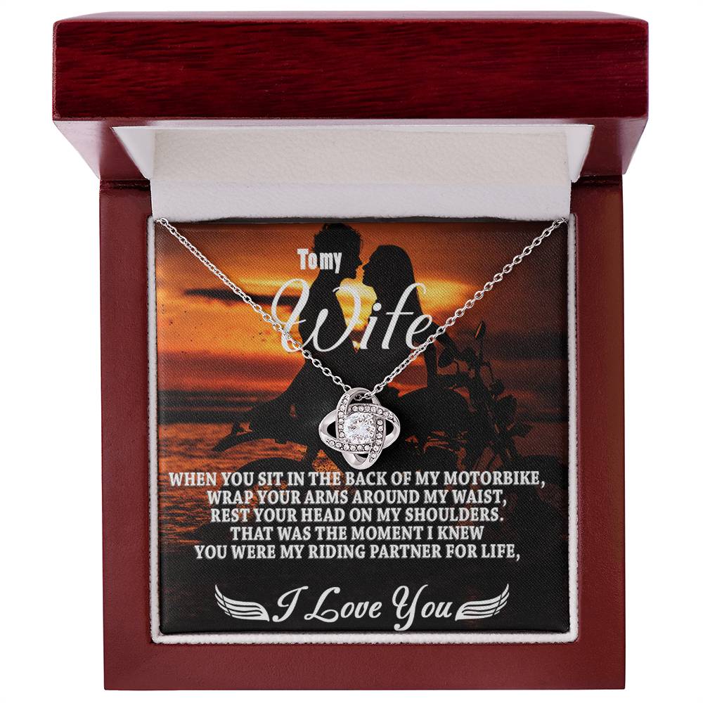 To My Wife Necklace From Husband, My Riding Partner For Life Necklace Gift For Wife From Men, Soulmate Gift Necklace Riding Partner Love Knot Necklace, Jewelry Gift For Women, I Love You Necklace