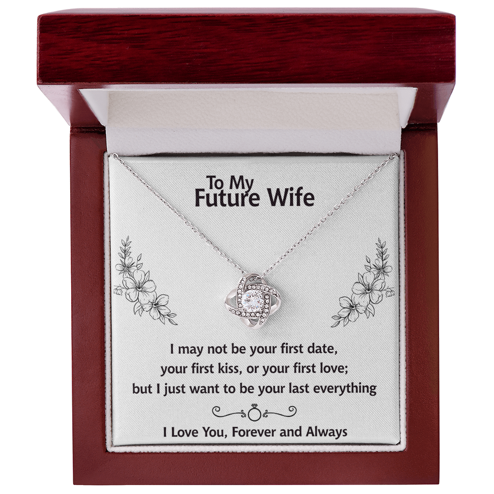 To My Future Wife Necklace, Love Knot Necklace For Girlfriend With Box And Message Card Soulmate Gift Necklace, Necklace For Her From Boyfriend, Jewelry Gift For Women, One Year Anniversary Pendant