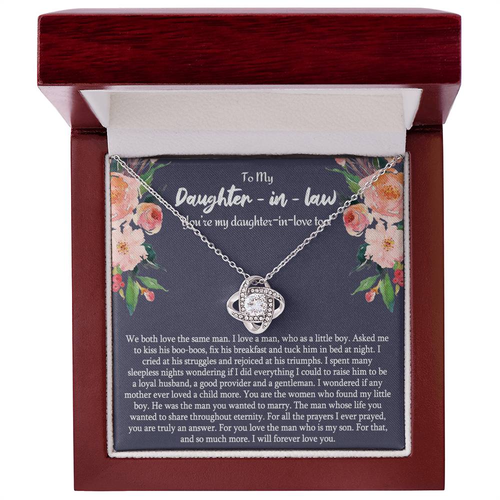 Daughter in Law Gifts Necklace From Mother in Law To My Bonus Daughter in Law Pendant From Mom, Mother Jewelry with Message Card and Gift Box Surprise Gift for Daughter in Law, Daughter in Law Gift