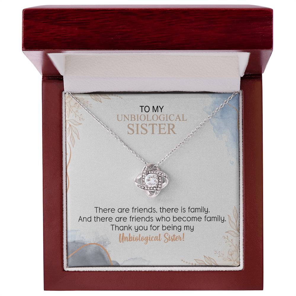 To My Unbiological Sister Love Knot Necklace Gift From Sister, Brother, Best Friend, Sister Gift Love Knot Pendant, Sister Remembrance Gift Necklace, Sister Keepsake Gift For Unbiological Sister