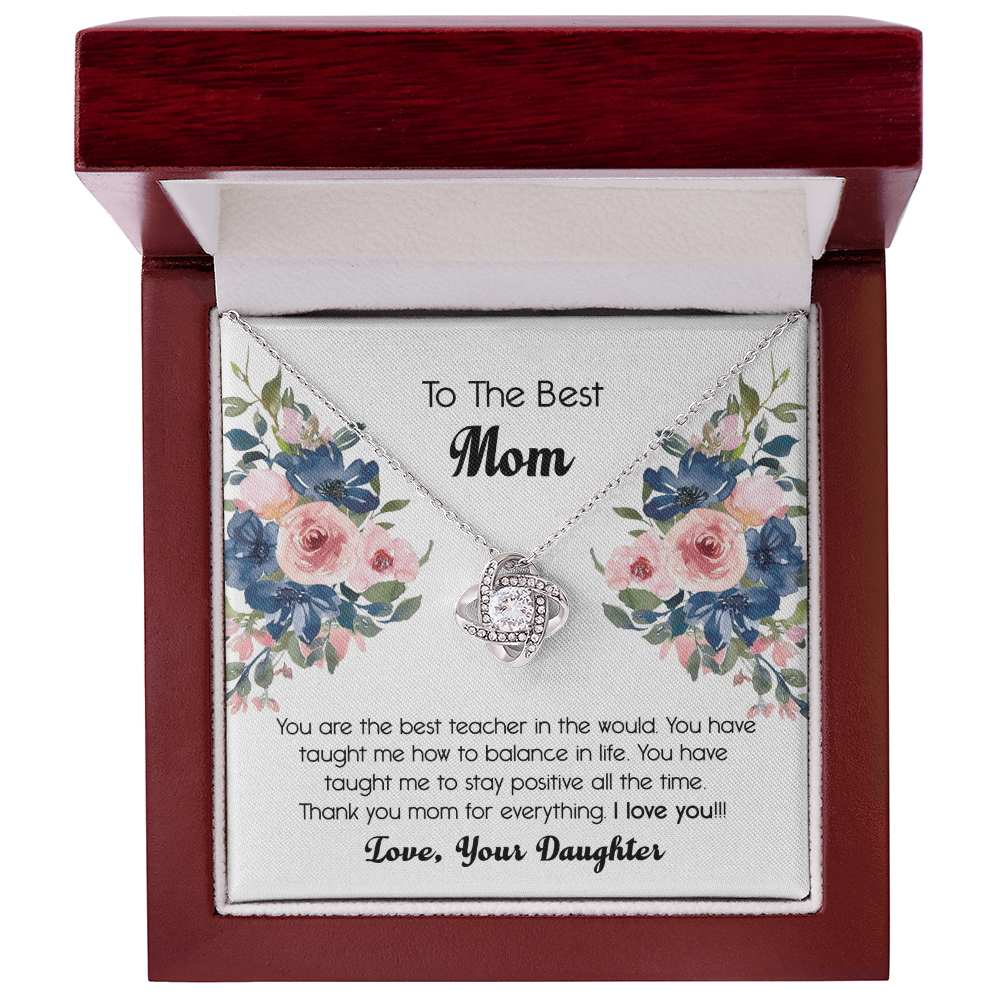Thank You For Mom Necklace Gift For Mom, To The Best Mom Necklace From Daughter, Mother And Daughter Love Knot Necklace Gift On Mother's Day Anniversary, Birthday Gift Christmas, Jewelry For Women