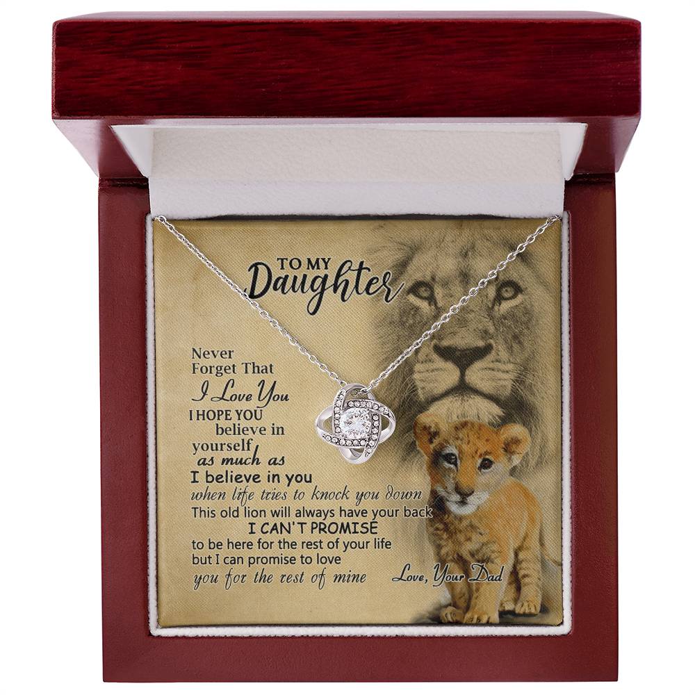 Daughter Gifts Necklace from Lion Dad to Daughter, Father Daughter Necklace, To My Daughter Lion Love Knot Necklace Gift Dad And Daughter Necklace Gift on Birthday Gift Anniversary Graduation Gift