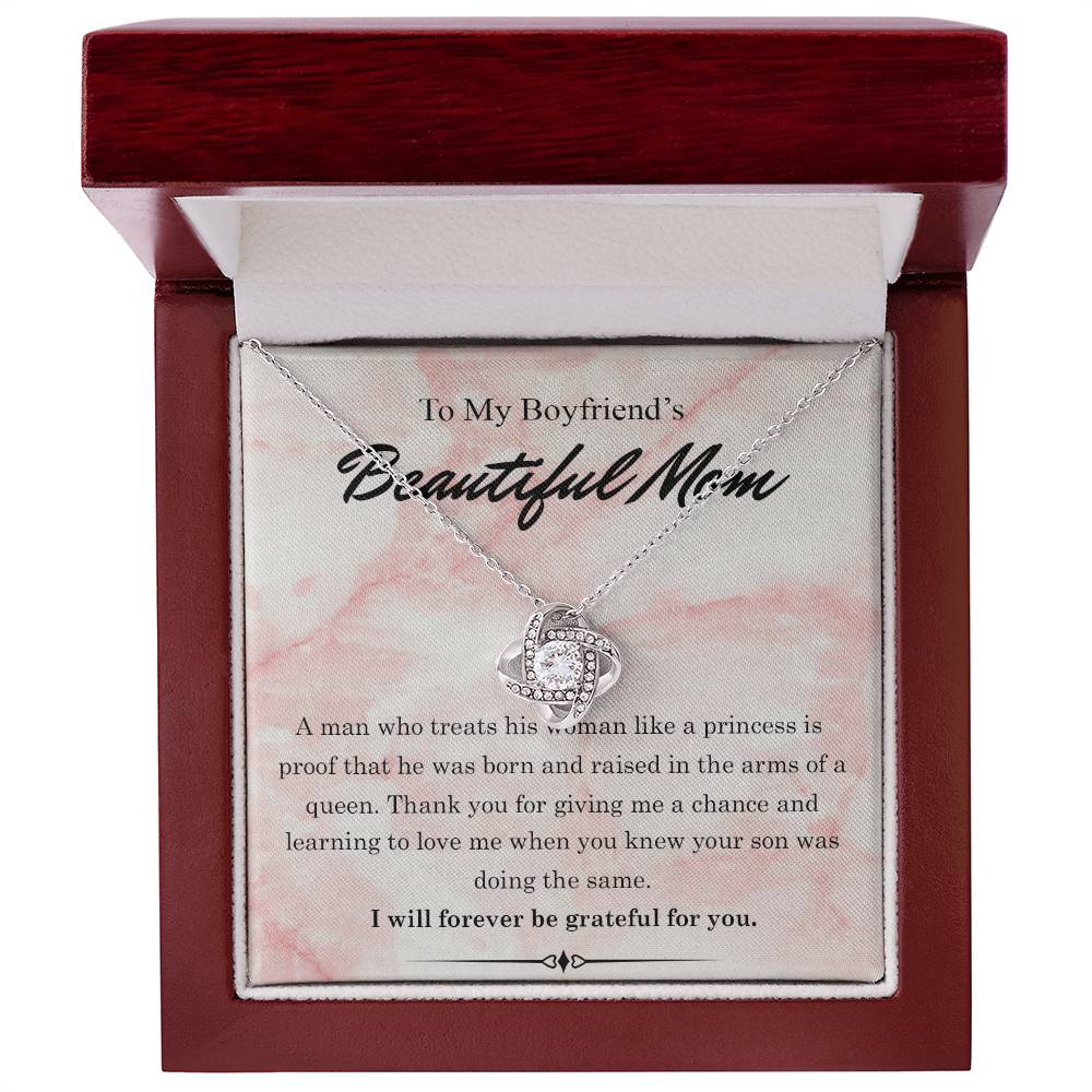 To My Boyfriends Beautiful Mom Necklace From Girlfriend, Gift Necklace For Boyfriend's Mom Jewelry For Mom On Mothers Day For Boyfriend Mom, Boyfriend's Mom Christmas Necklace Gift for Bf Mom