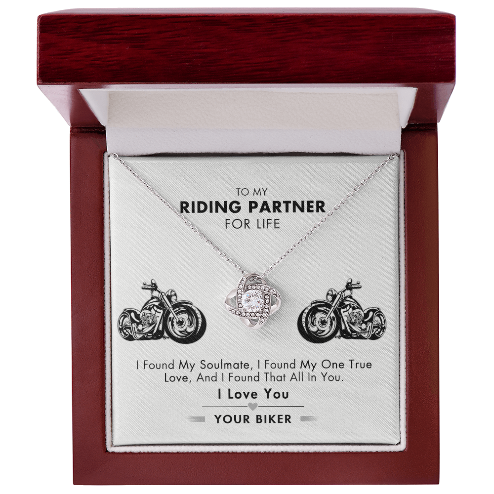 Customized Gift Necklace, To My Riding Partner For Life Necklace Gift From Husband Love Knot Necklace And Message Card Gift Box For Riding Partner For Life Jewelry Pendant Gift For Women Soulmate