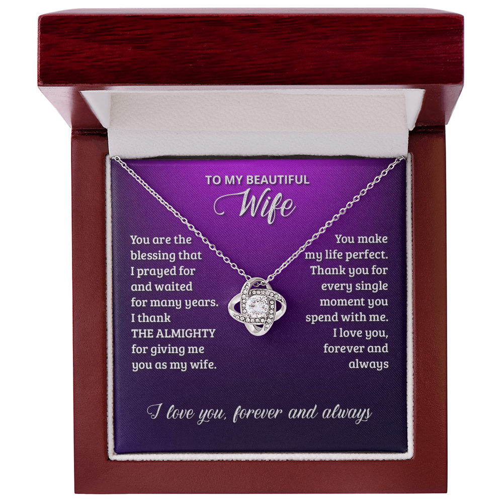 Beautiful Wife Gift Necklace, To My Wife Necklace From Husband, Wife Love Knot Necklace From Husband, Jewelry Gift For Women Badass Wife Gift Necklace, Soulmate Gift Necklace Gift From Men