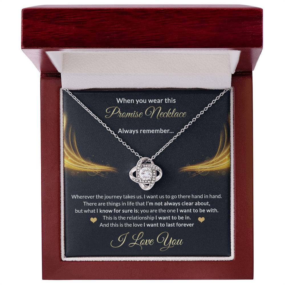 Promise Gift Necklace From Men, Jewelry Gift for Girls, Girlfriend - Promise Love Knot Necklace Gift for Women On Valentines Day, Anniversary, Long Distance Relationship Gifts Love Knot Pendant