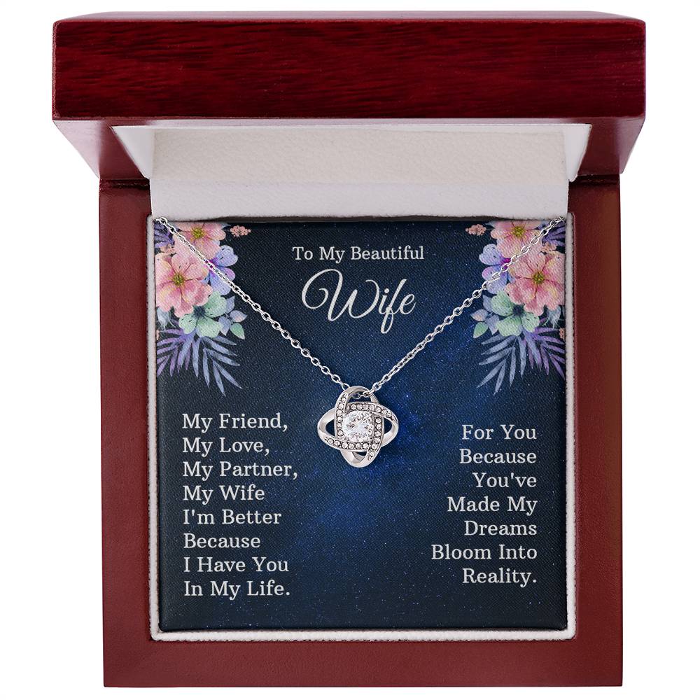 Wife Gift Necklace, To My Beautiful Wife Necklace From Husband, Wife Love Knot Necklace From Husband, Jewelry Gift For Women, My Friend Necklace, My Love Gift Necklace, My Partner Love Knot Pendant