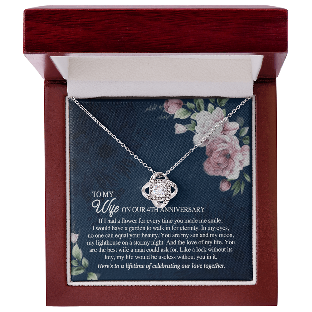 4th Anniversary Necklace Gift For Wife, 4TH Necklace Gift For Wife, Anniversary Necklace Gift For Wife, Soulmate Gift Necklace, To My Wife On Our 4th Anniversary Love Knot Necklace From Husband