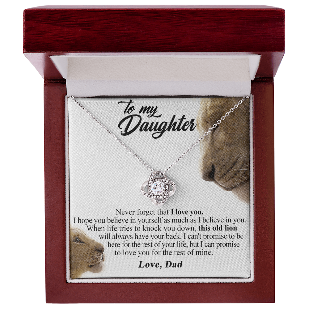 Daughter and Bonus Daughter Gift Necklace, To My Daughters Necklace Love Knot Jewelry Gift From Dad Step Dad Mom Step Mom For Birthday, Graduation Gift, Thanksgiving and Christmas For Daughter