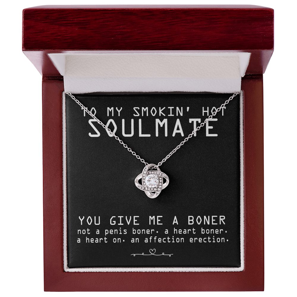 To My Smokin' Hot Soulmate Necklace From Husband, Boyfriend To Soulmate Gift for Fiancee Wife Smokin' Hot Birthday Present Xmas Gift Necklace for Her Romantic, Girlfriend Gift Necklace Message