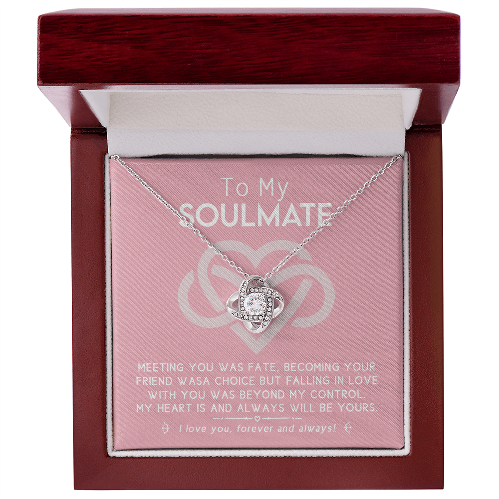 To My Soulmate Necklace From Husband, To Wife, Girlfriend, Soulmate Gift Love Knot Necklace On Valentines Day Christmas Necklace for Her Romantic Forever And Always Jewelry Gift For Women