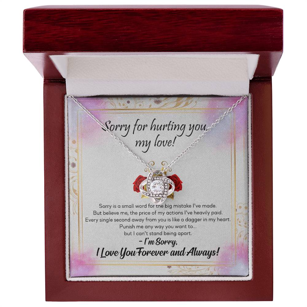To My Girlfriend Necklace From Boyfriend, Husband, Sorry For Hurting You, My Love Knot Necklace With Message Card, I'm Sorry Gift Necklace For Soulmate, Wife On Valentine Day Gift For Wife, Soulmate